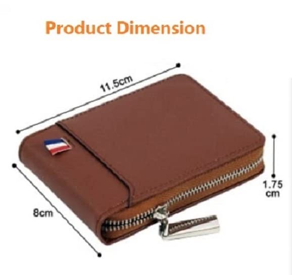 LipiWorld® 9 Slot Vertical Leather Credit/Debit Zipper Card Holder Money Wallet Zipper Coin Purse for Men & Women (Brown) - Image 5