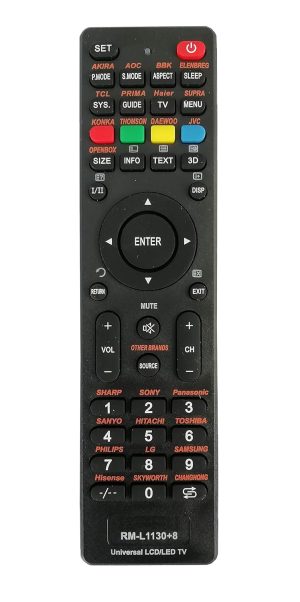 LipiWorld® RM-L1130+8 Universal Remote Control Work with All Most LED LCD TV-Black