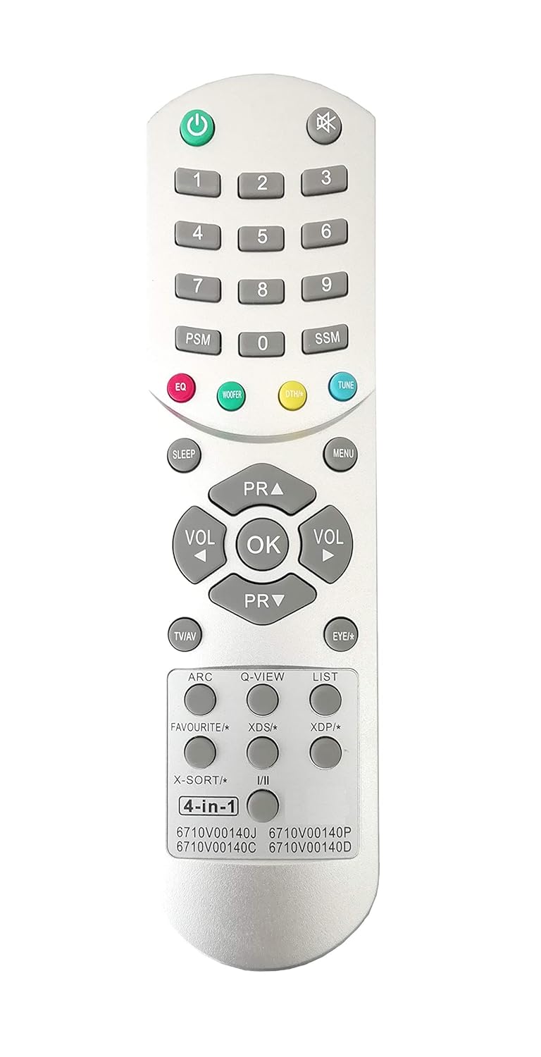 LipiWorld® 4In1 Universal CRT TV Remote Control 6710V00140J 6710V00140P 6710V00140C 6710V00140D Compatible for LG