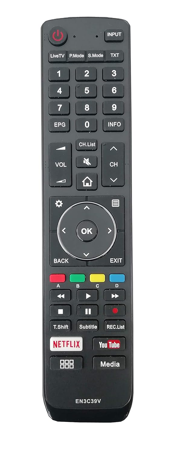 LipiWorld® EN3C39V Remote Control with Netflix and YouTube Function Compatible with Smart LED/LCD/HD TV VU