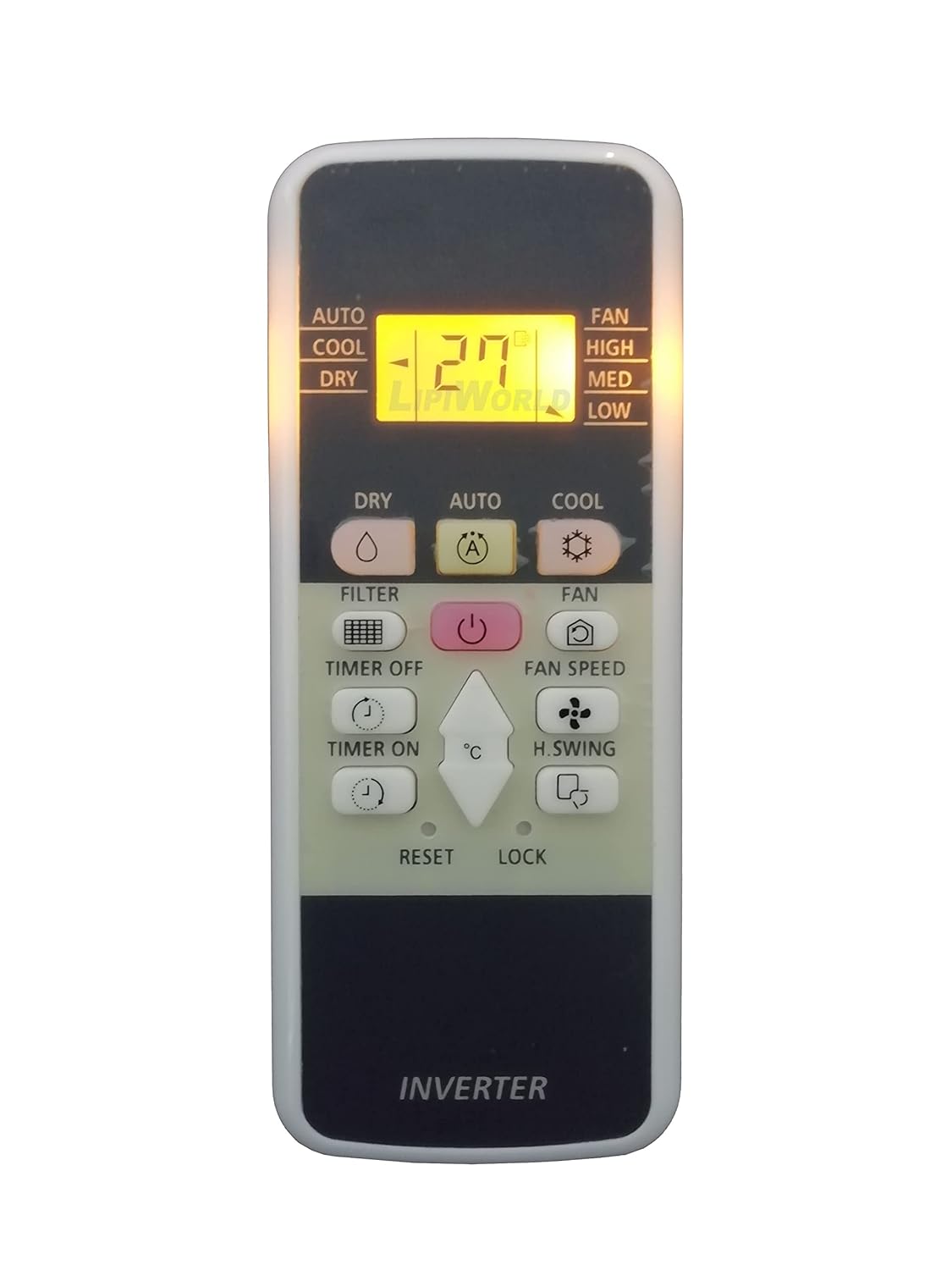 LipiWorld® 220 AC Remote Control with Display Light Compatible for HITACHI Inverter AC Remote with Backlight