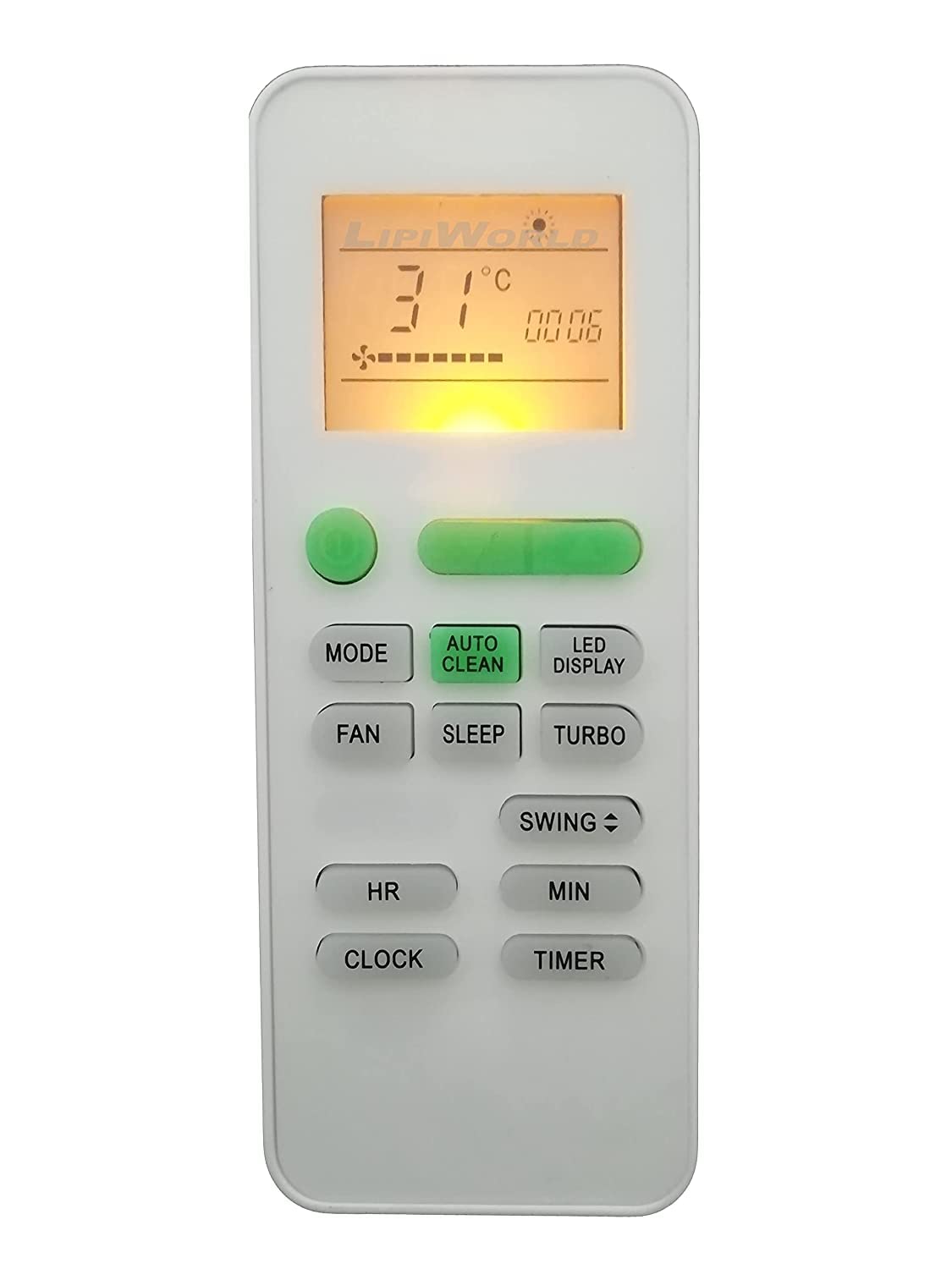 LipiWorld® 175 AC Remote Control with Display Light Compatible for Sansui AC Remote with Backlight