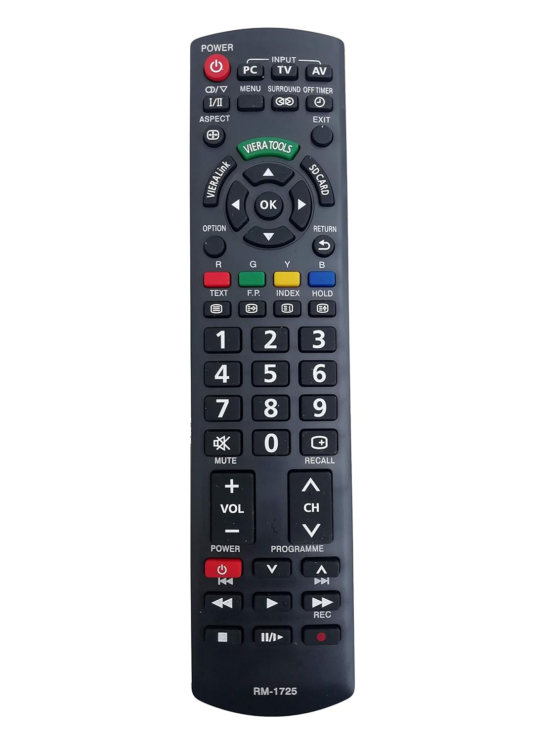 LipiWorld® RM-1725 LED LCD Universal Remote Control With Viera Tool Compatible for Panasonic Tv Remote