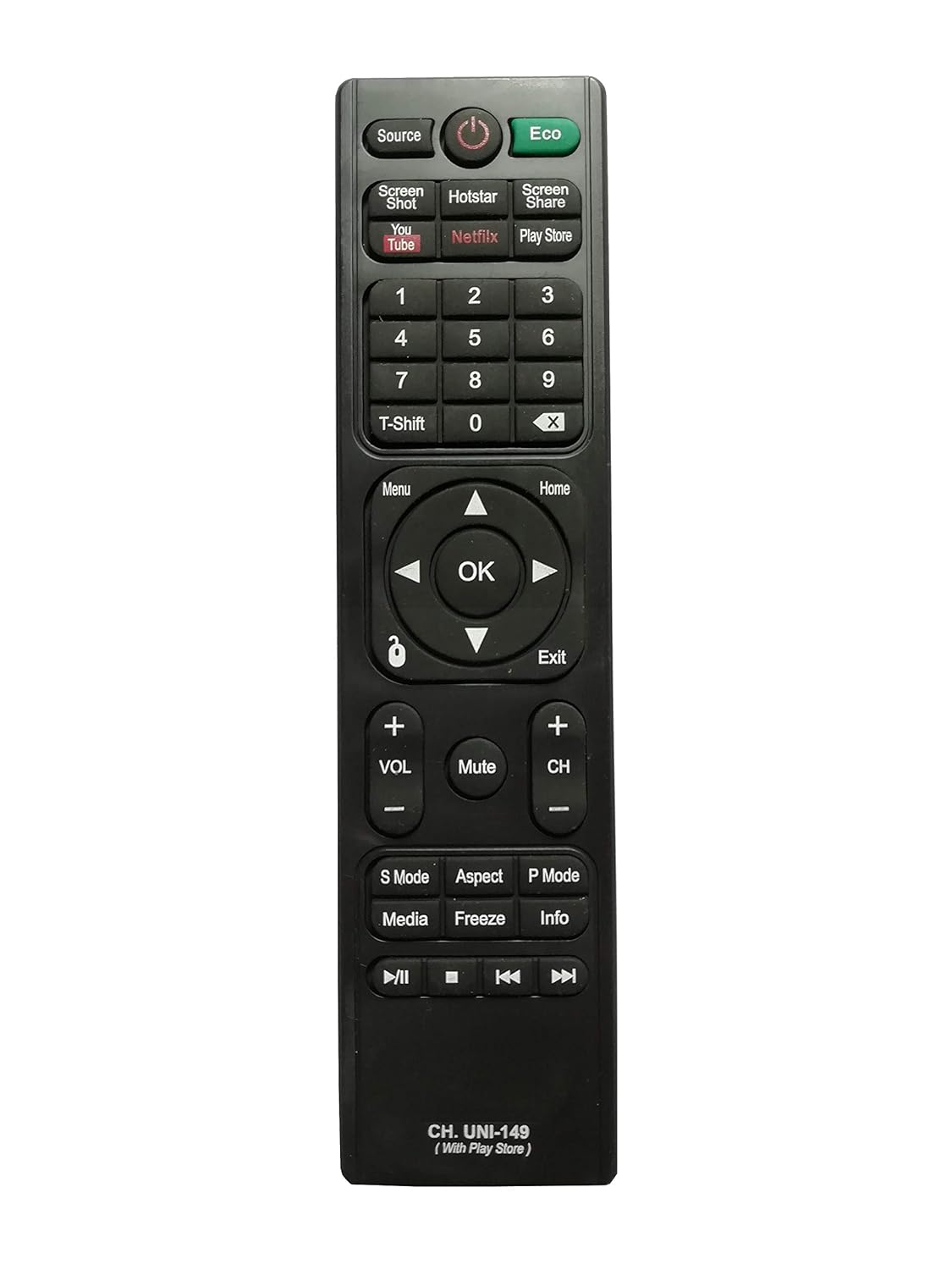 LipiWorld® CH UNI-149 4K UHD LED LCD Smart TV Remote Control with Netflix YouTube Functions Compatible for Wybor
