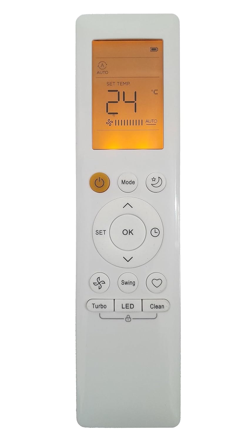 LipiWorld® 265 AC Remote Control with Display Light Compatible for Midea AC Remote with Backlight