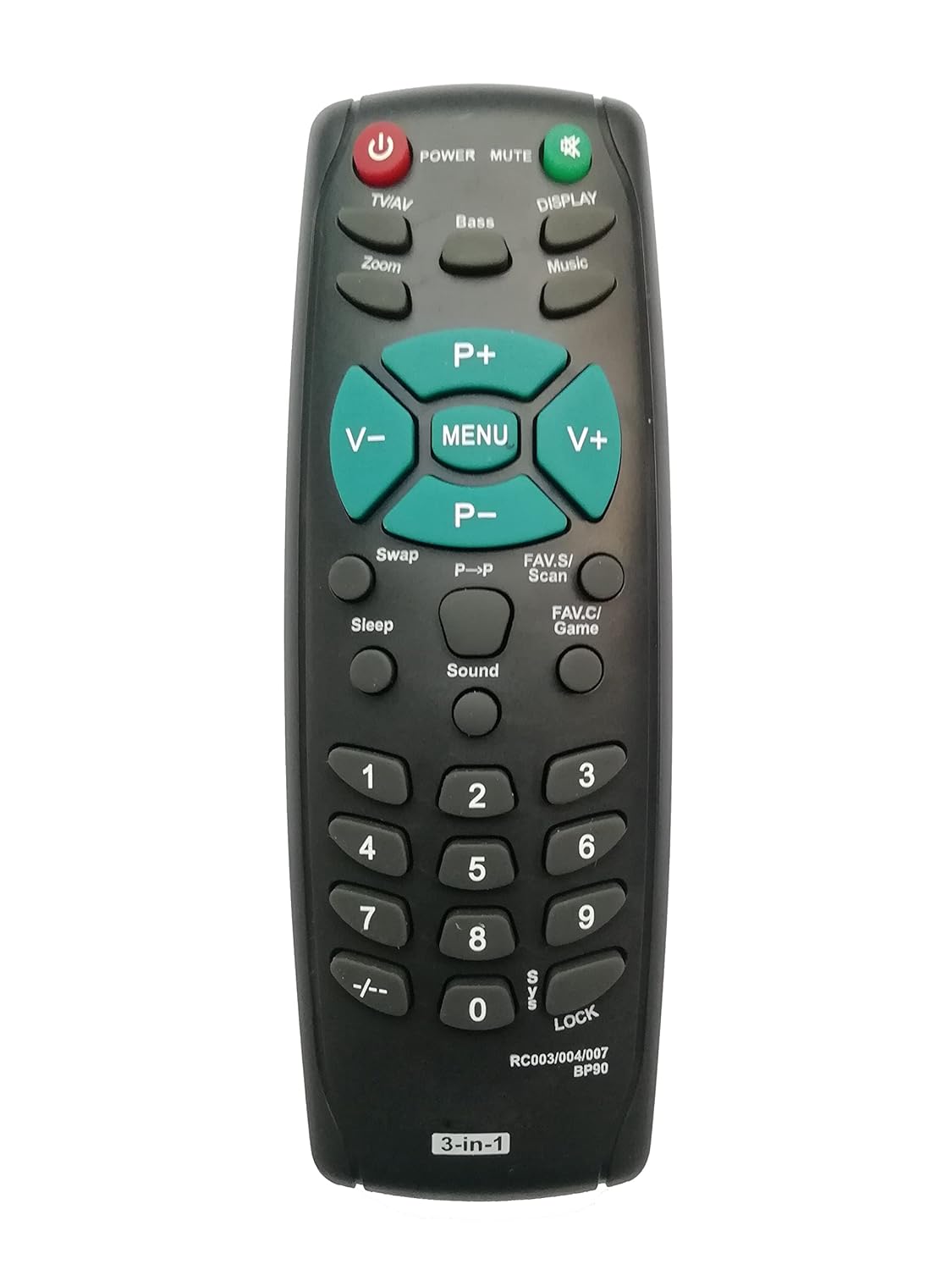 LipiWorld® BP90 3-in-1 RC003 RC004 RC007 CRT TV Universal Remote Control Compatible for BPL