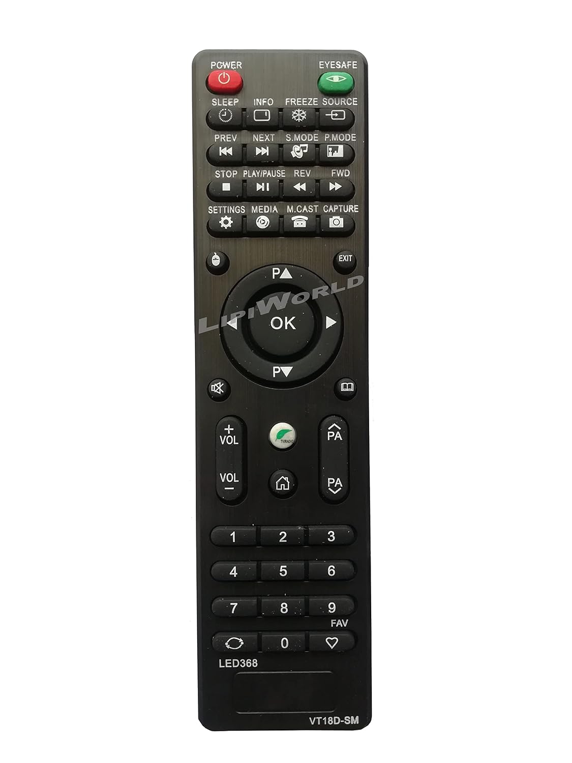 LipiWorld® LED368 VT18D-SM LED TV Remote Control Compatible for Willett Remote
