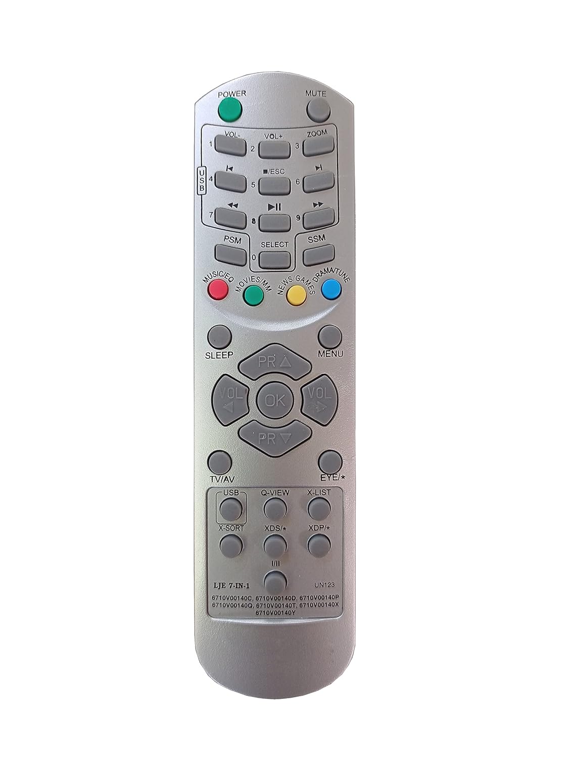 LipiWorld® UN123 7In1 CRT TV Universal Remote Control 6710V00140C 6710V00140D 6710V00140P 6710V00140T Compatible for LG Tv Remote