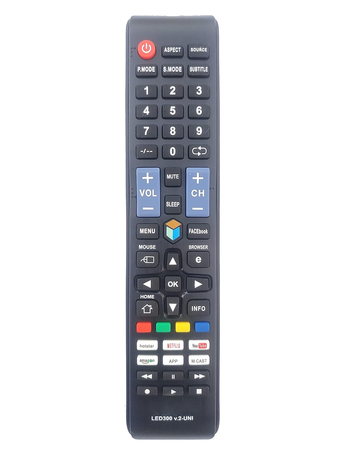 LipiWorld® LED300 V.2-UNI LCD Smart TV Universal Remote Control with Netflix Hotstar YouTube Function Compatible for Non Branded/Local/Chinese LED LCD