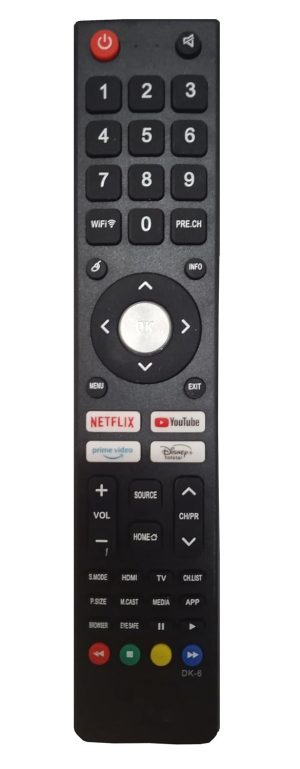 LipiWorld® DK-6 Led Smart TV Remote Control (Without Voice Function) with Netflix Prime Video YouTube Hotstar Function Compatible for Skywall Tv Remote