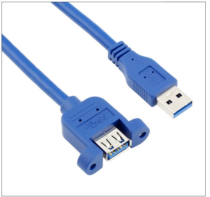LipiWorld® Panel Mount USB Extension Cable USB 3.0 Male to Female Cable 30cm-Blue - Image 2
