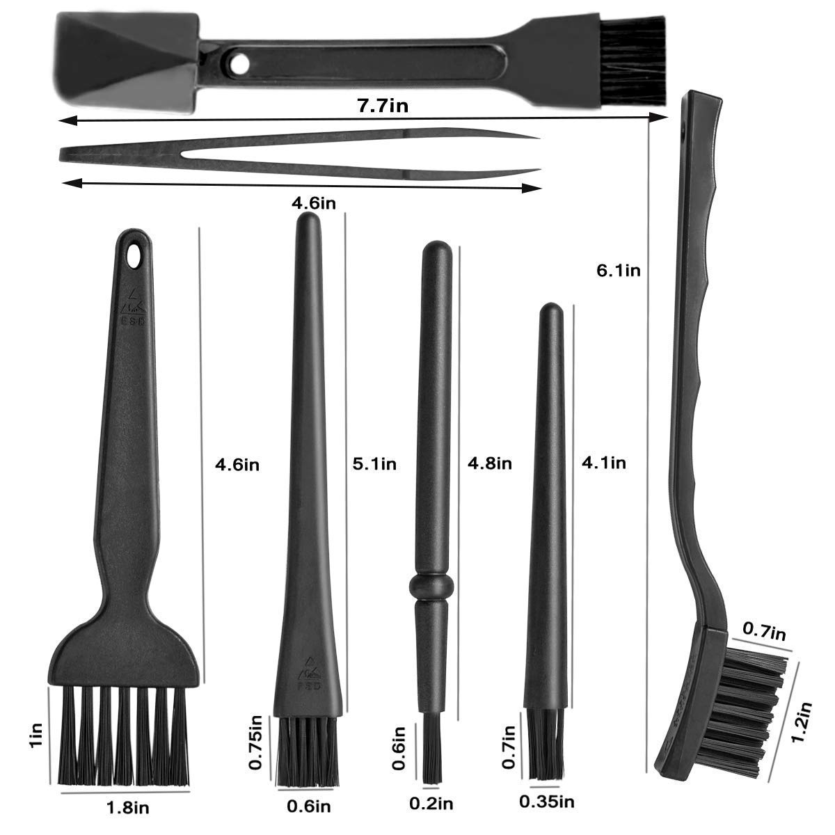 LipiWorld® 7 in 1 Multipurpose Small Portable Plastic Handle Nylon Brush Kit Set for Computer Keyboard Car Laptop Cleaning Brush Kit (Pack-1) - Image 3