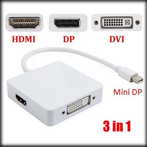 LipiWorld® 3 in 1 Gold Plated MiniDisplayPort Thunderbolt to HDMI/DVI/Display Port Cable Adapter for Apple Mac Book MacBook Pro MacBook Air Mac mini (Mini Dp to Hdmi/Dvi/Dp) - Image 3