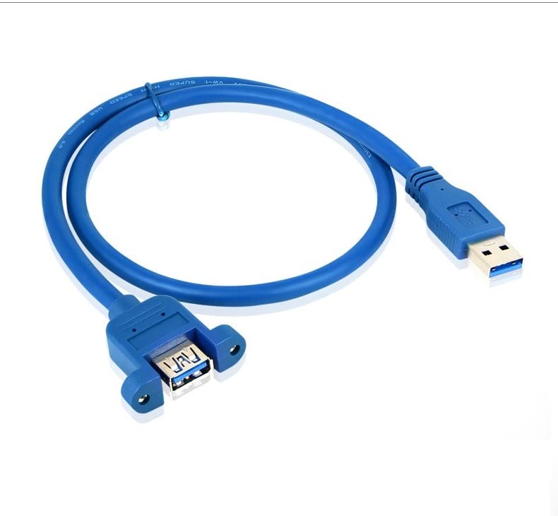 LipiWorld® Panel Mount USB Extension Cable USB 3.0 Male to Female Cable 30cm-Blue - Image 3