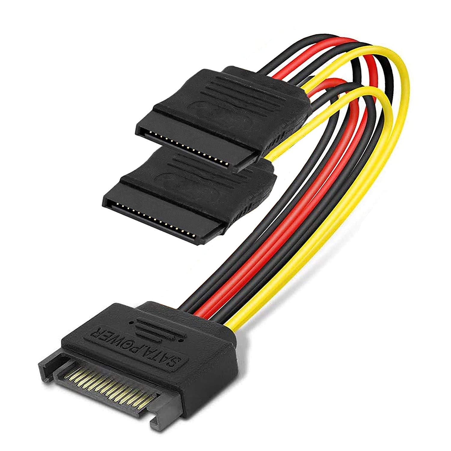 LipiWorld® SATA 15 Pin Male to 2 x 15 Pin Female Power Extension Y Splitter Cable Adapter (Pack Of 2) - Image 3