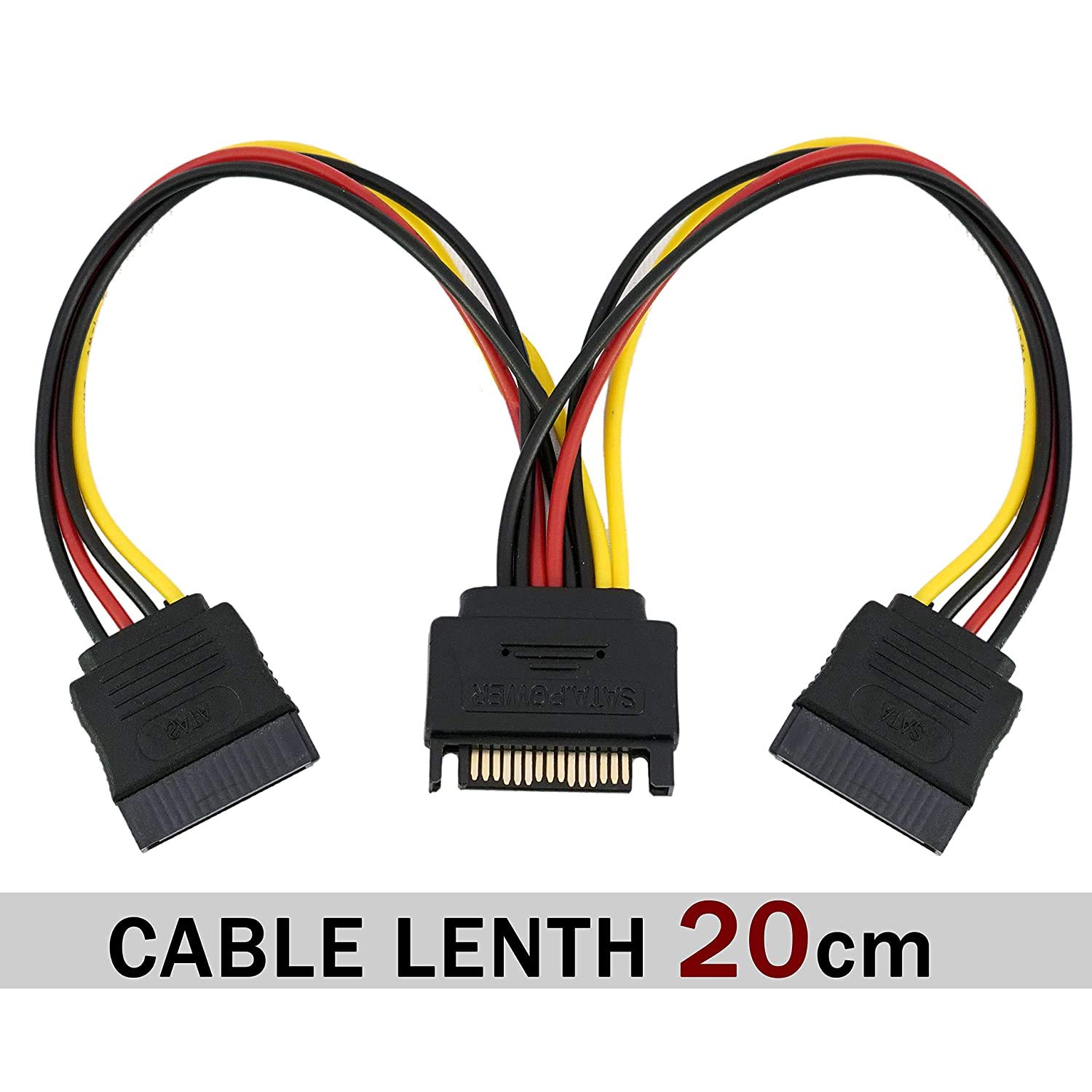 LipiWorld® SATA 15 Pin Male to 2 x 15 Pin Female Power Extension Y Splitter Cable Adapter (Pack Of 2) - Image 7