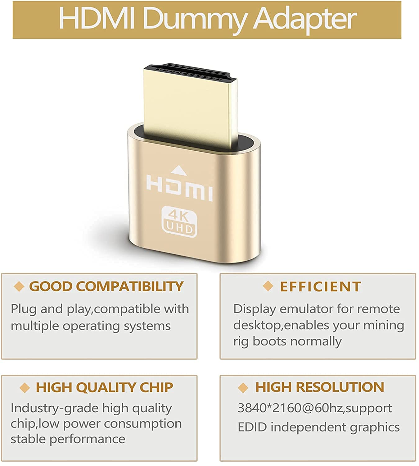 LipiWorld® HDMI 4K Dummy Plug, High Resolution Headless Virtual Monitor Display Adapter, Supports up to 3840x2160@60Hz (Pack of 1 HDMI Dummy Plug) - Image 4