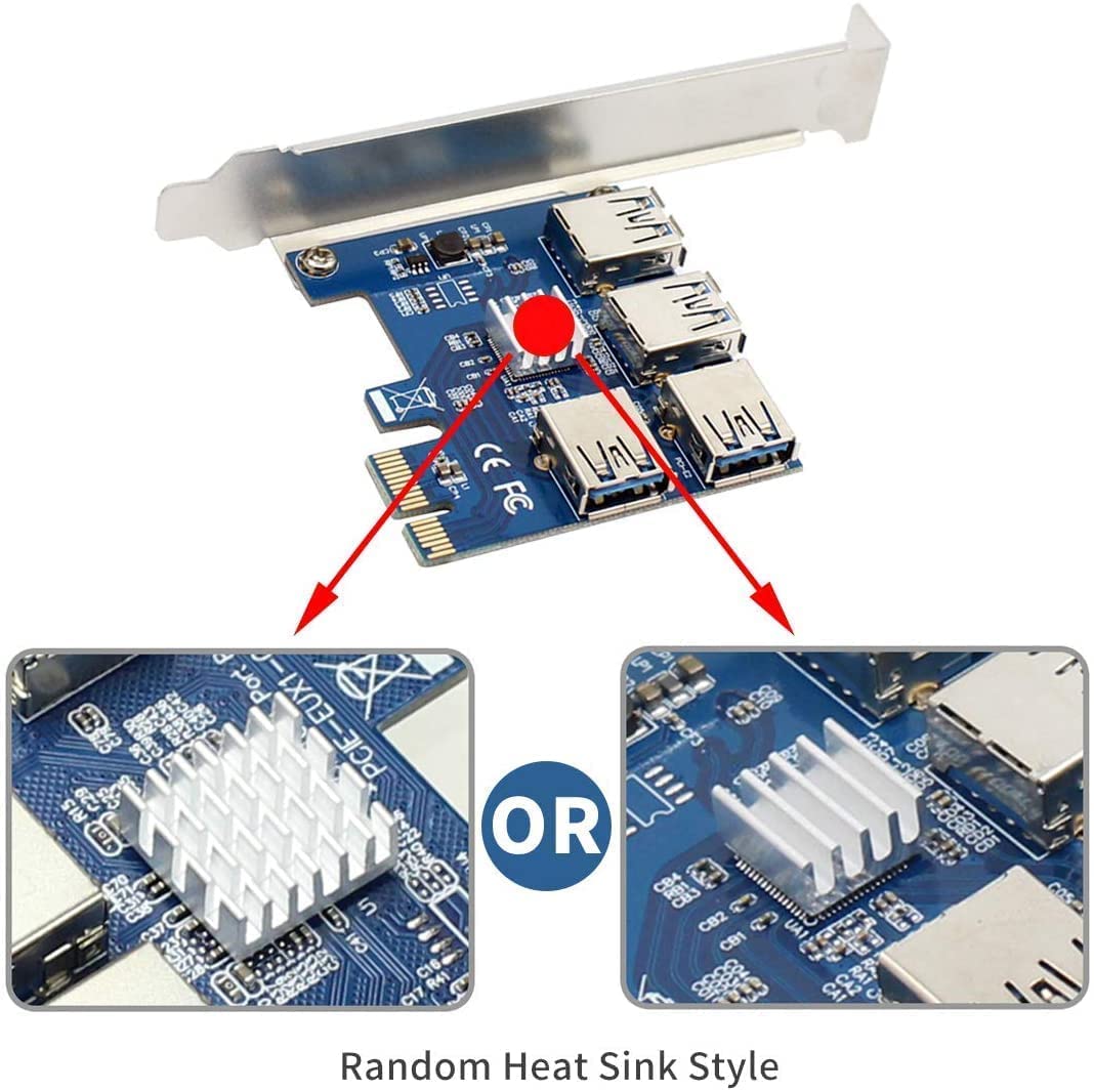 LipiWorld® Pcie Splitter 1 to 4 PCI Riser Card PCIe 1 to 4 Port Riser Card 4 Risers into 1 PCI Card, PCIe Risers 1X to External 4 PCI-e USB 3.0 Adapter Multiplier for Bitcoin Miner Device - Image 4