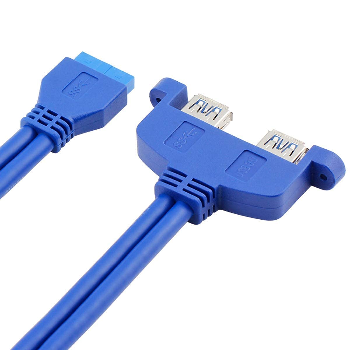 LipiWorld 2 Port USB 3.0 Female Back Panel to Motherboard 20pin Cable with PCI Bracket 50cm (Motherboard to USB 3.0 Cable),Blue - Image 4