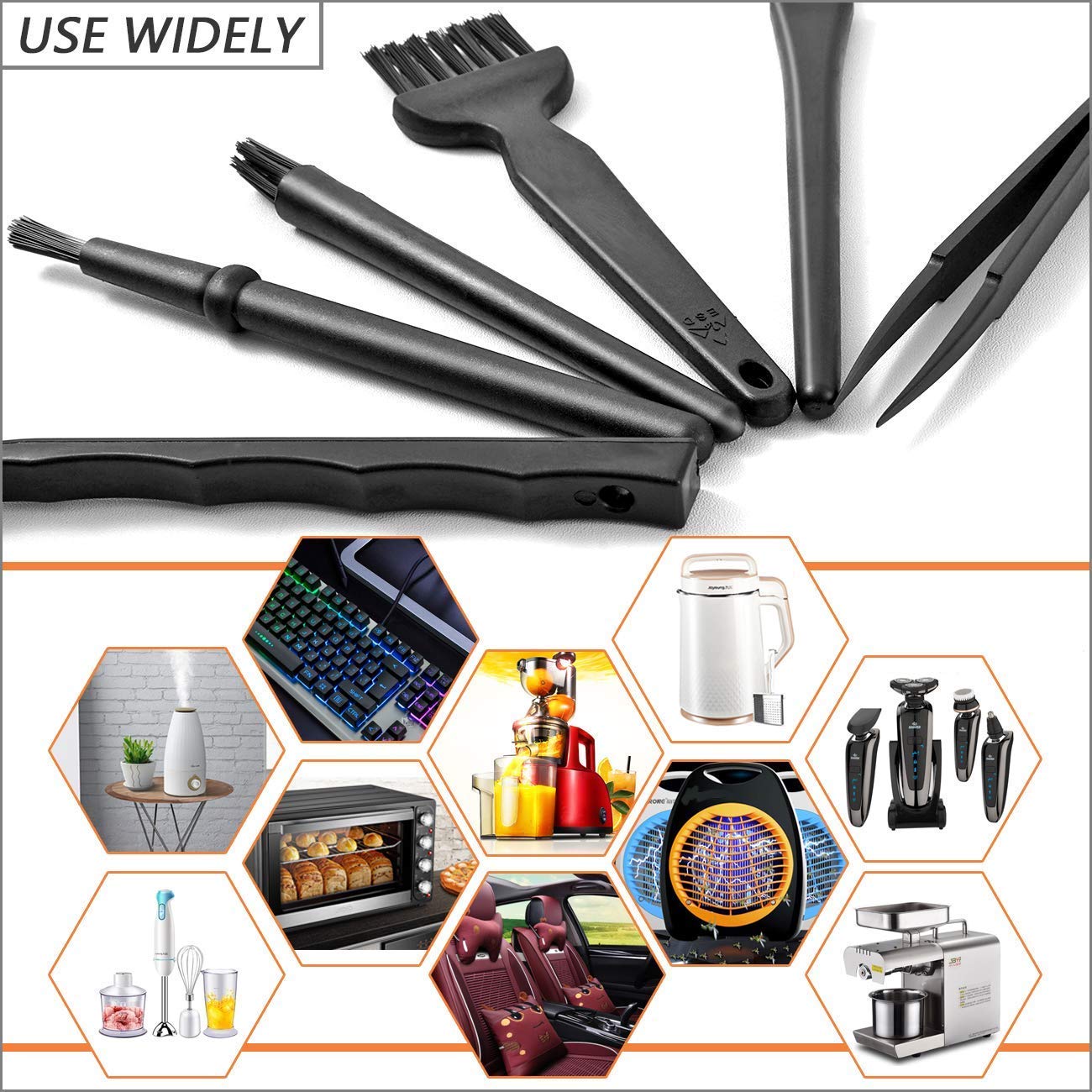 LipiWorld® 7 in 1 Multipurpose Small Portable Plastic Handle Nylon Brush Kit Set for Computer Keyboard Car Laptop Cleaning Brush Kit (Pack-1) - Image 5