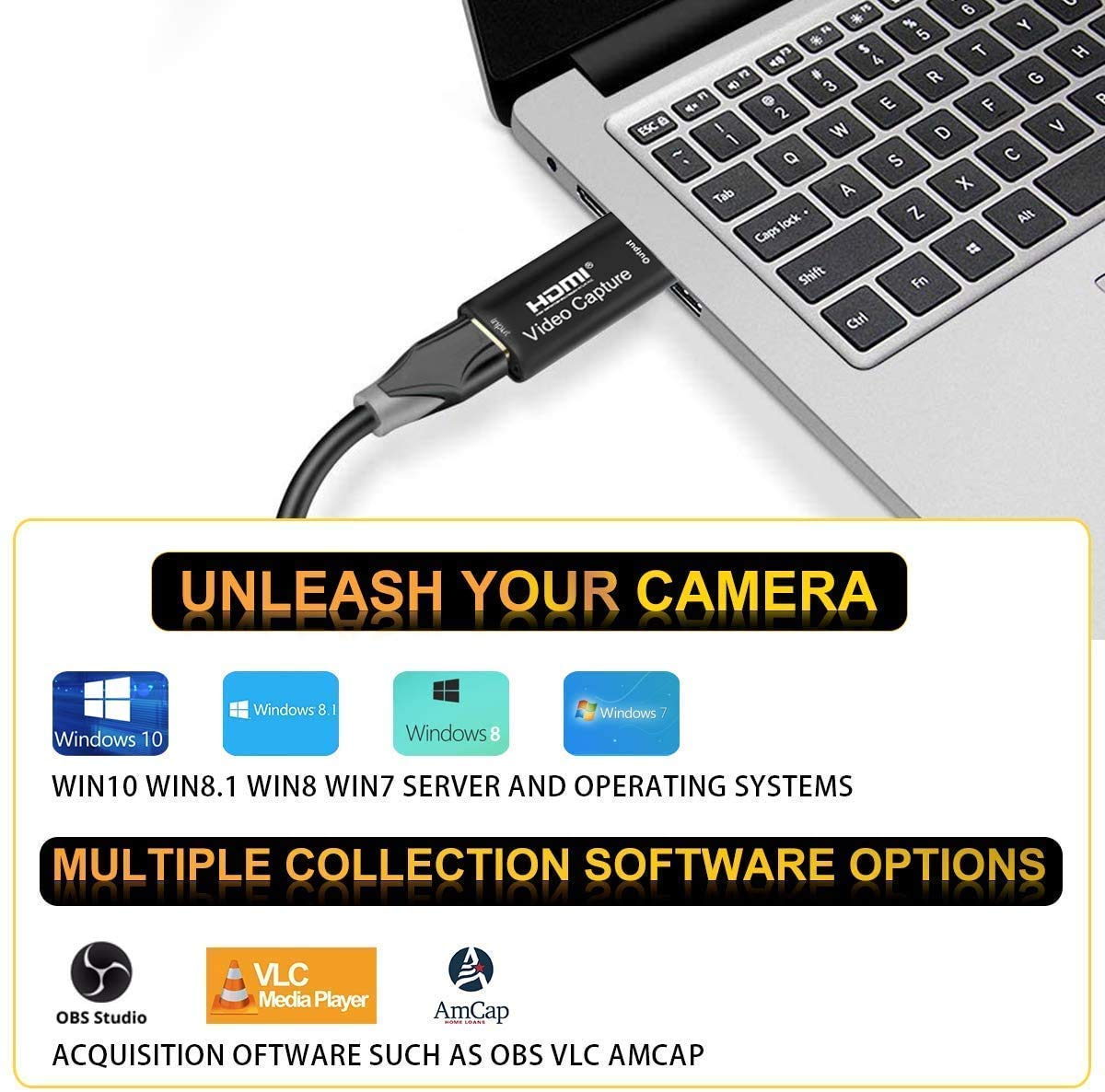 LipiWorld® Game Capture Cards Audio Video Capture Cards 1080P HDMI to USB Record to DSLR Camcorder Action Cam,Computer for Gaming, Streaming, Teaching, Video Conference or Live Broadcasting - USB 2.0 - Image 2