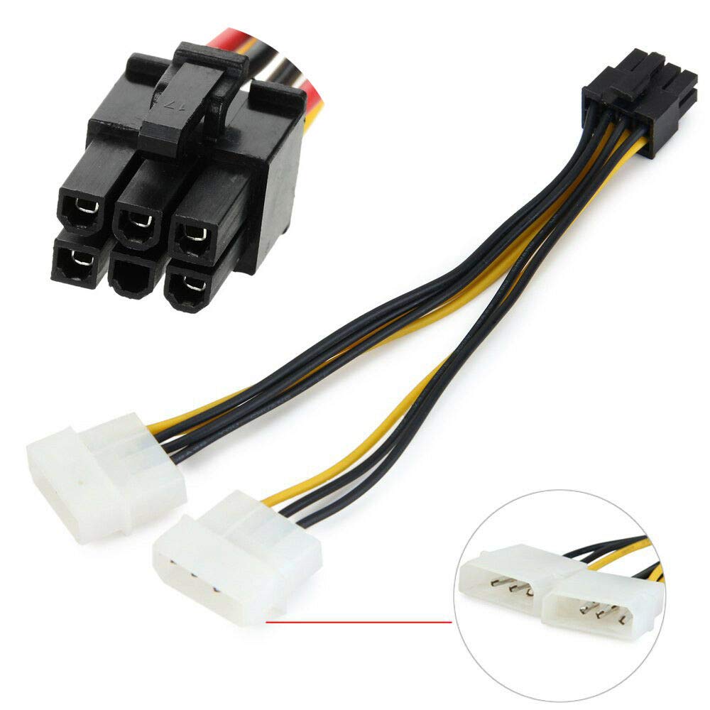 LipiWorld® 6 Pin PCI Express to Dual 4 Pin Molex LP4 Power Cable Adapter Video Graphics Card Power Cable (Dual 4Pin to 6Pin Pack-1) - Image 4
