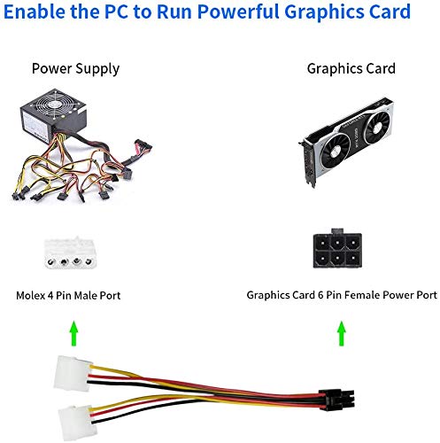 LipiWorld® 6 Pin PCI Express to Dual 4 Pin Molex LP4 Power Cable Adapter Video Graphics Card Power Cable (Dual 4Pin to 6Pin Pack-1) - Image 6