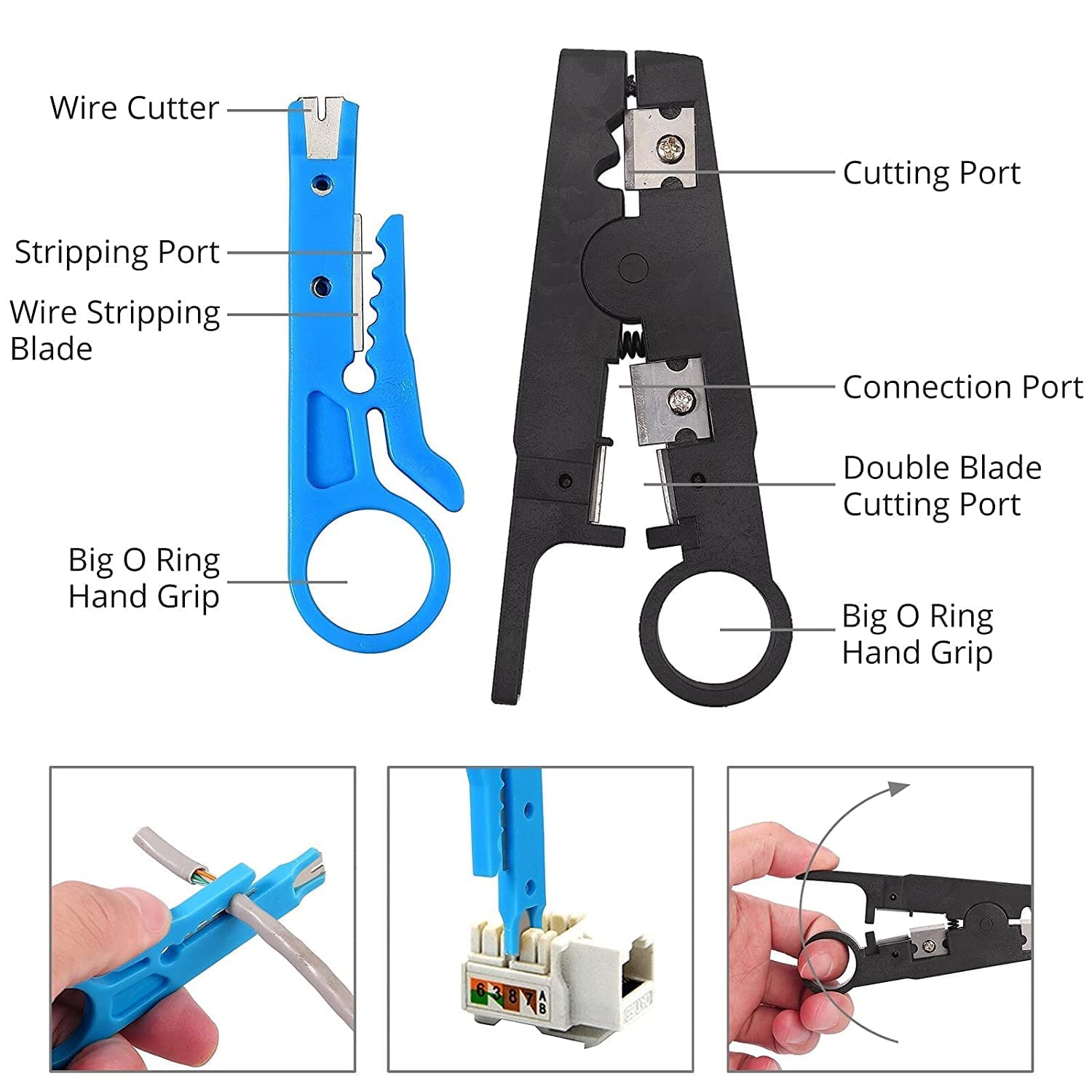LipiWorld® Crimp Tool Kit Cat5 Cat5e Cat6 RJ45 Crimping Tool, 50PCS RJ45 Cat6 Pass Through Connectors, 50PCS Covers, Network Cable Tester, Wire Punch Down Cutter - Image 6