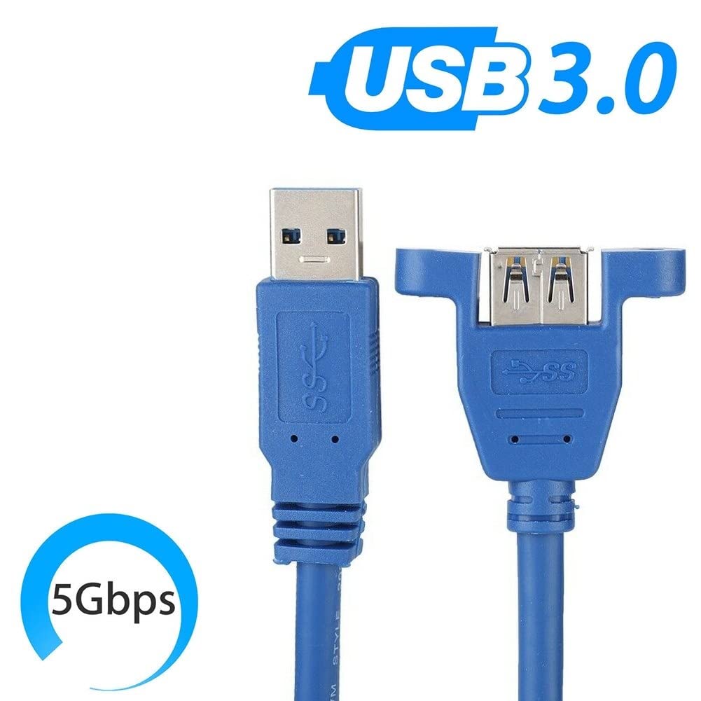 LipiWorld® Panel Mount USB Extension Cable USB 3.0 Male to Female Cable 30cm-Blue - Image 6