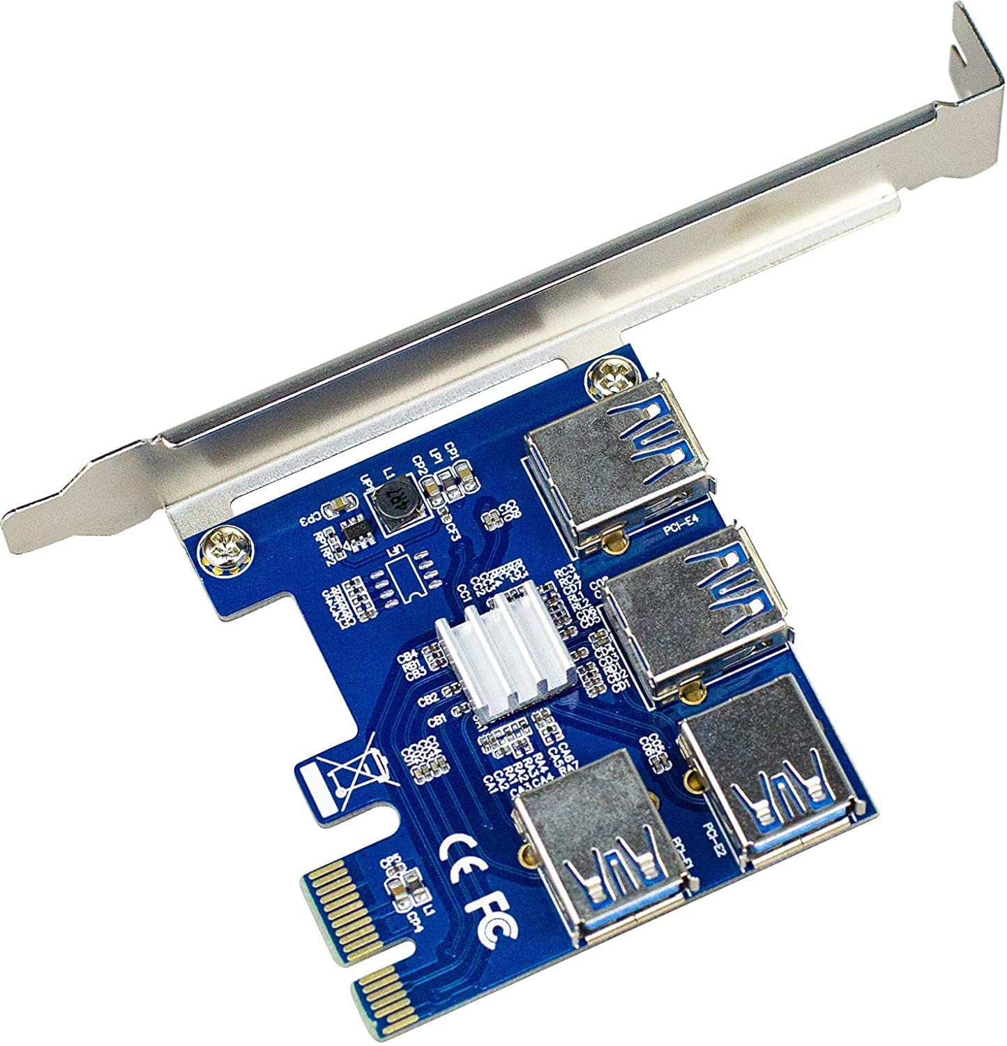 LipiWorld® Pcie Splitter 1 to 4 PCI Riser Card PCIe 1 to 4 Port Riser Card 4 Risers into 1 PCI Card, PCIe Risers 1X to External 4 PCI-e USB 3.0 Adapter Multiplier for Bitcoin Miner Device - Image 6