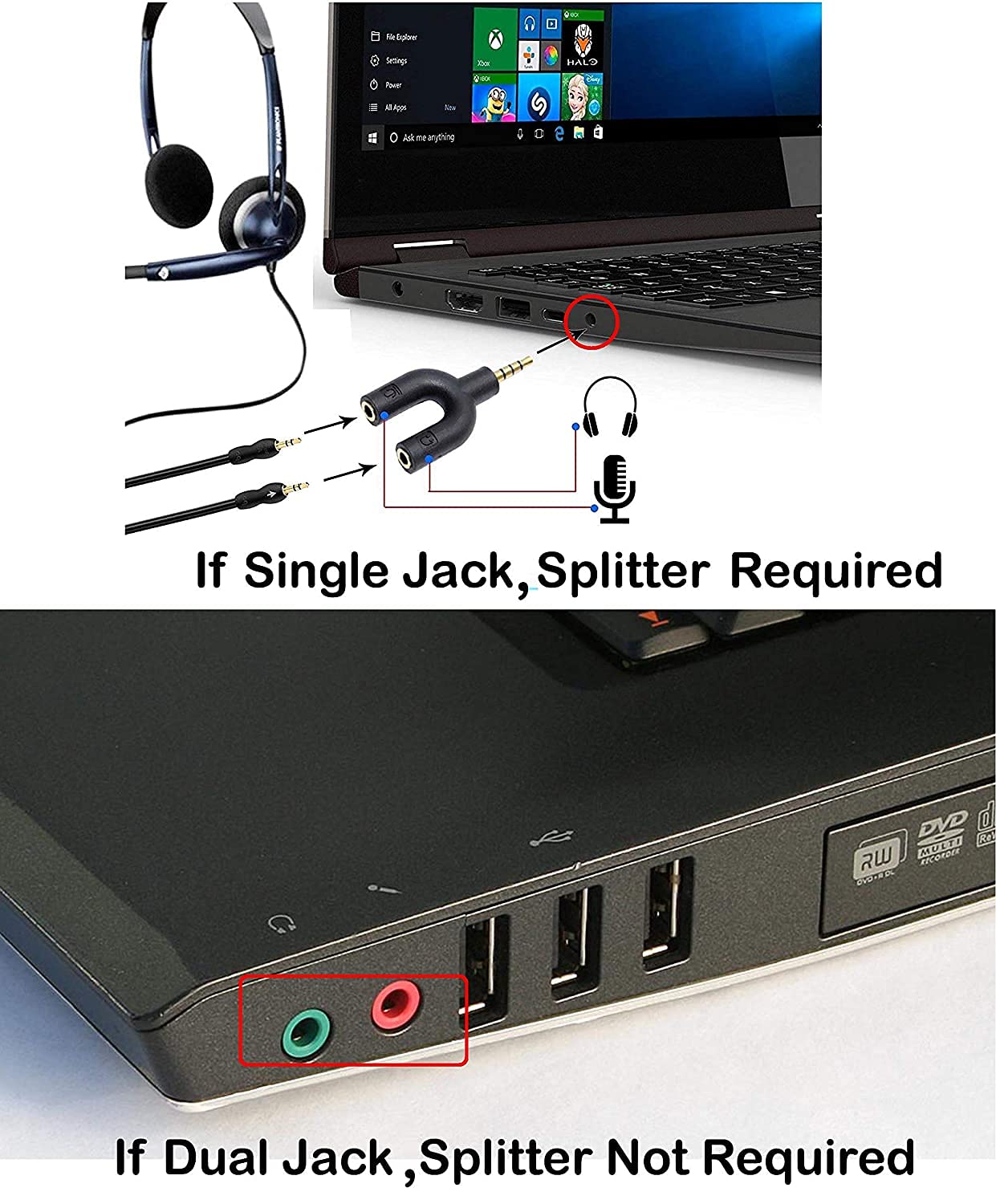 LipiWorld® 3.5mm AUX Condenser Microphone with Stand & 2in1 Splitter for YouTube Video, Singing Over Internet, QQ, MSN, Skype, Recording (Audio Jack with Microphone White) - Image 4
