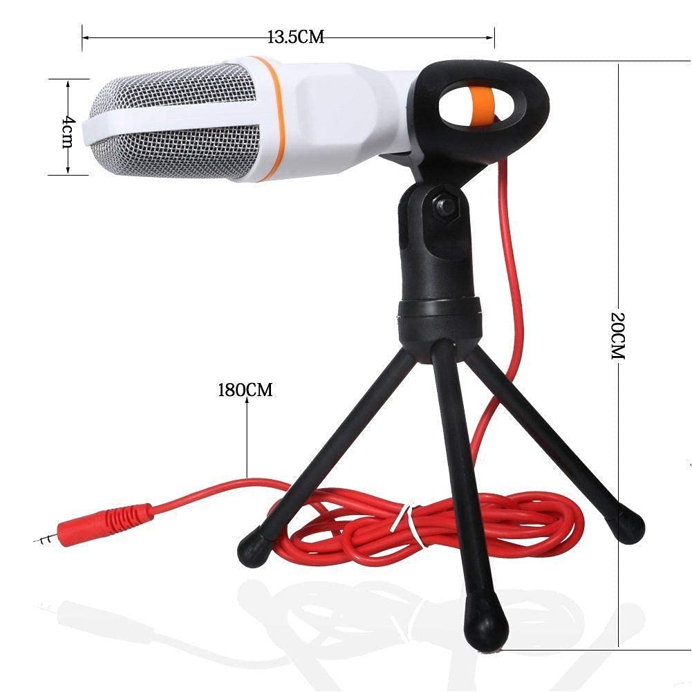 LipiWorld® 3.5mm AUX Condenser Microphone with Stand & 2in1 Splitter for YouTube Video, Singing Over Internet, QQ, MSN, Skype, Recording (Audio Jack with Microphone White) - Image 7