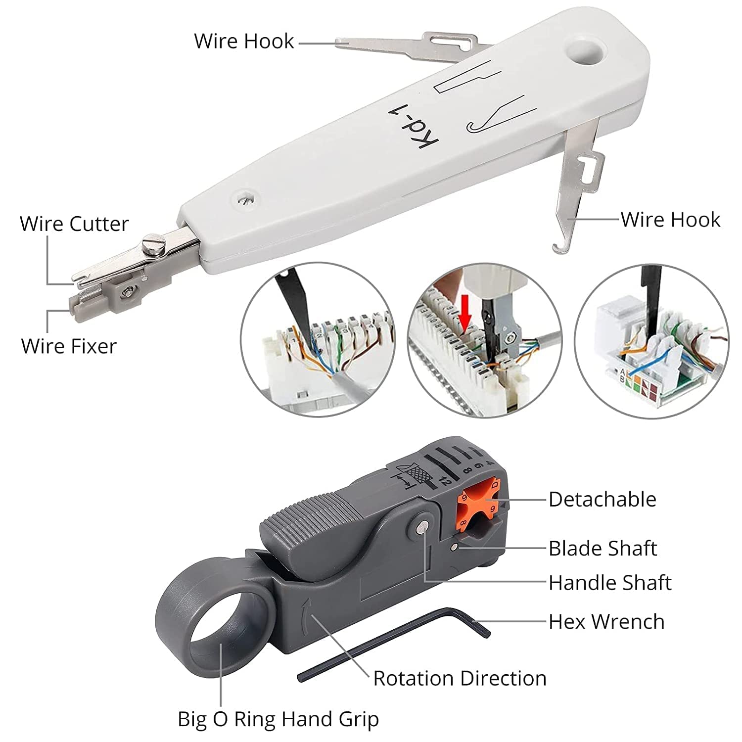 LipiWorld® Crimp Tool Kit Cat5 Cat5e Cat6 RJ45 Crimping Tool, 50PCS RJ45 Cat6 Pass Through Connectors, 50PCS Covers, Network Cable Tester, Wire Punch Down Cutter - Image 7