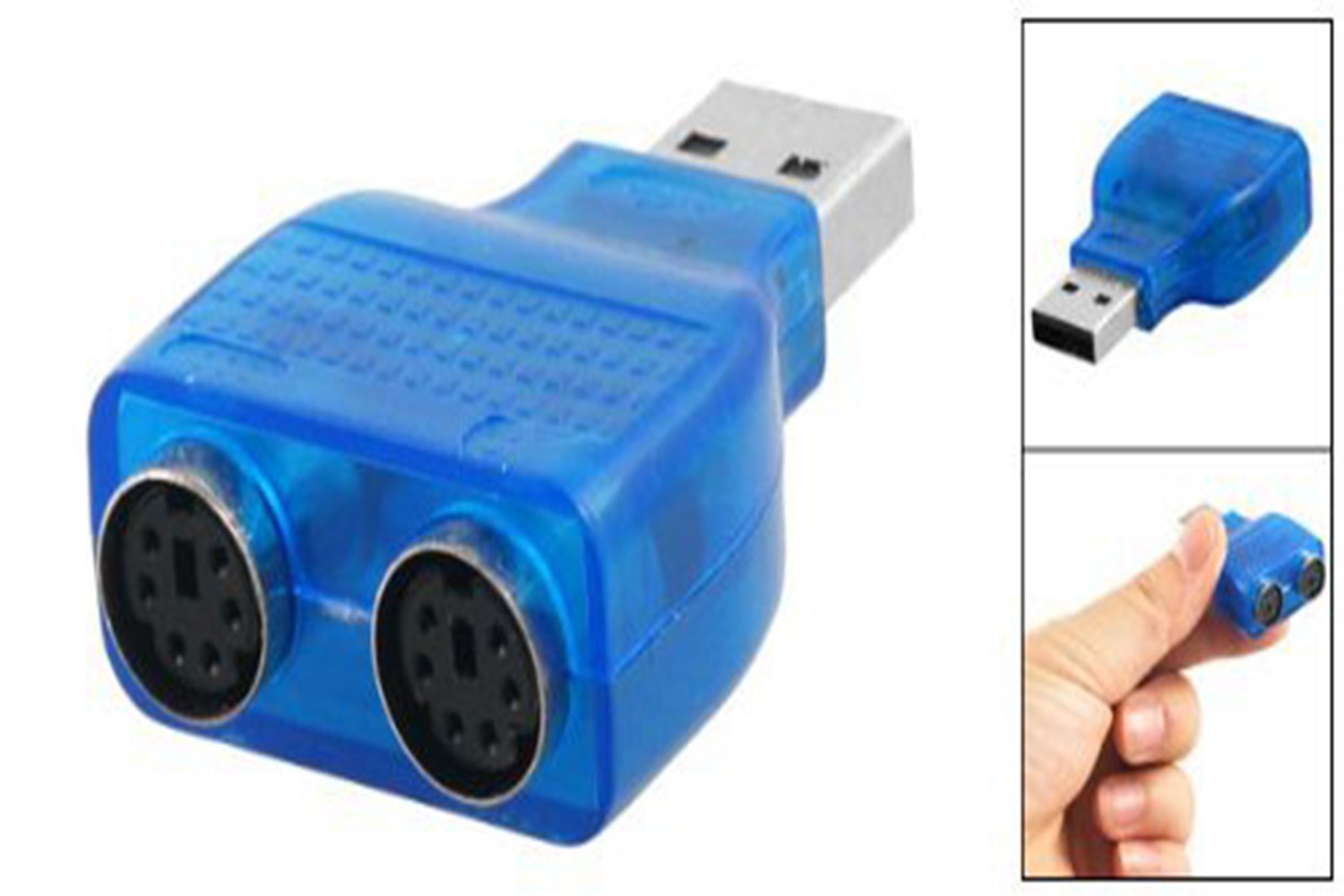 LipiWorld® USB to PS2 Converter/Adapter,USB Type A Male to Dual PS/2 Female for Keyboard Mouse (Blue) - Image 4