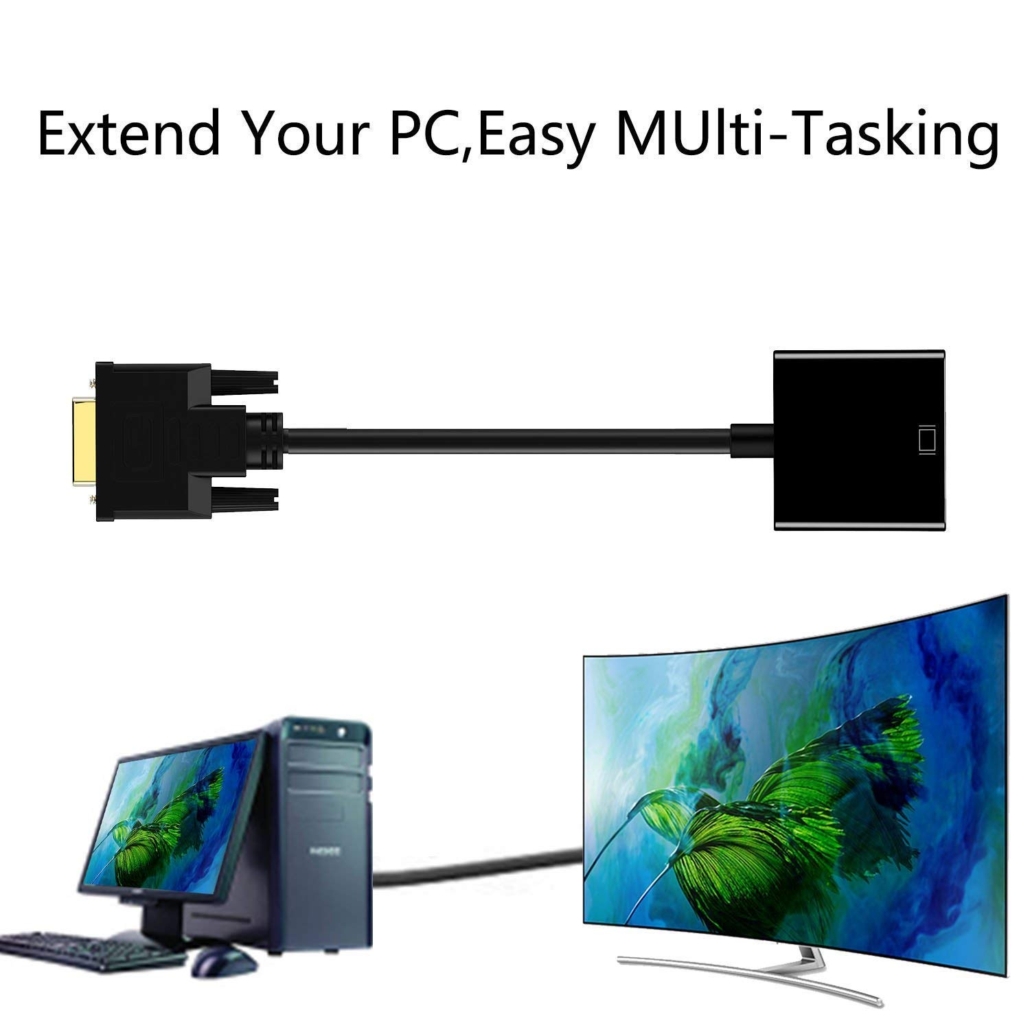 LipiWorld® DVI-D to VGA Active CONVERTOR Adapter - Suitable for Connecting Latest Graphic Cards (DVI-D to VGA) - Image 3