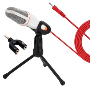 Splitter for YouTube Video, Singing Over Internet, QQ, MSN, Skype, Recording (Audio Jack with Microphone White)